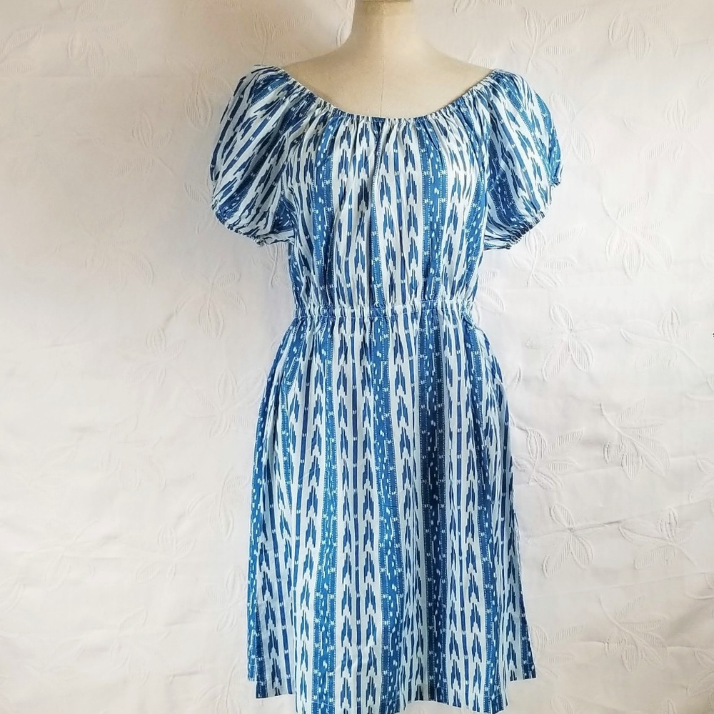 Pink Chicken Ikat Print  Short Sleeve Dress